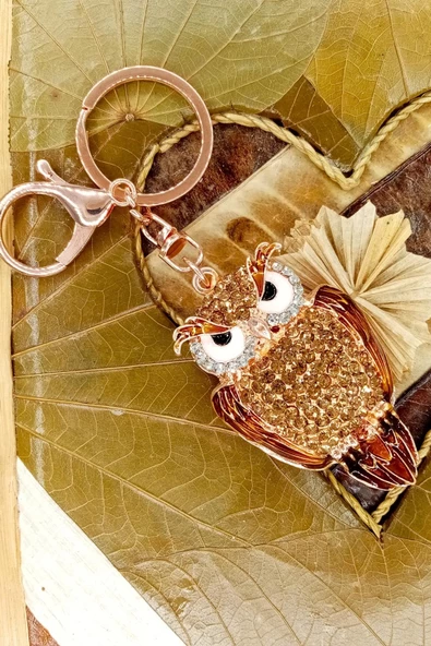 Kristal Taşlı Gold Baykuş Anahtarlık No.2 - 7