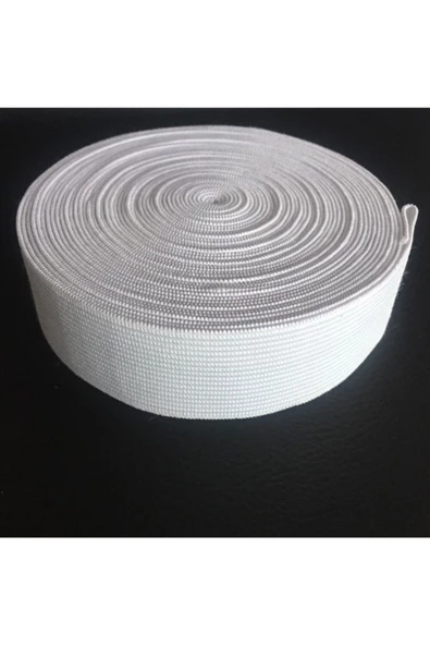 Lastik  BEYAZ 8 cm Enli Yassı Lastik 3 Metre Bel Paça Etek Lastiği - 4