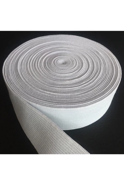 Lastik  BEYAZ 8 cm Enli Yassı Lastik 3 Metre Bel Paça Etek Lastiği - 3