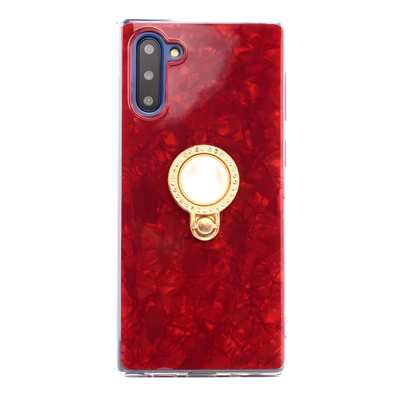 Galaxy Note 10 Kılıf Parlak Mermer Desenli Yüzüklü Vista Silikon Kılıf - Resim 3