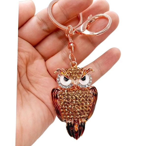 Kristal Taşlı Gold Baykuş Anahtarlık No.2 - 3