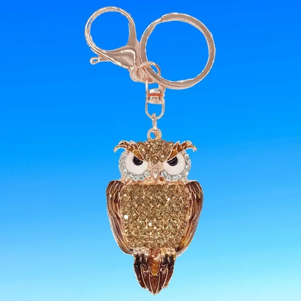 Kristal Taşlı Gold Baykuş Anahtarlık No.2 - 4