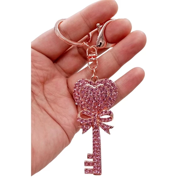 Kristal Taşlı Pembe Anahtar Anahtarlık No.1 ürün görseli