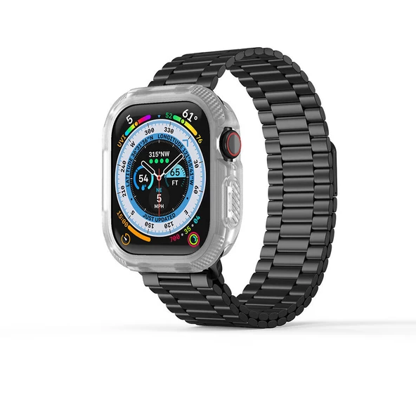 KNY Apple Watch 10.Nesil 46 MM İçin 360 Tam Korumalı Kasa Koruyucu Gard Silikon Şeffaf