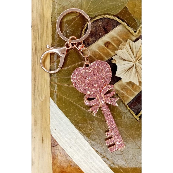 Kristal Taşlı Pembe Anahtar Anahtarlık No.1 - Resim 2