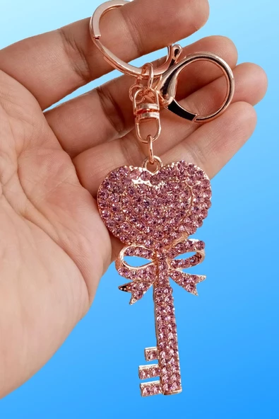 Kristal Taşlı Pembe Anahtar Anahtarlık No.1 - Resim 9