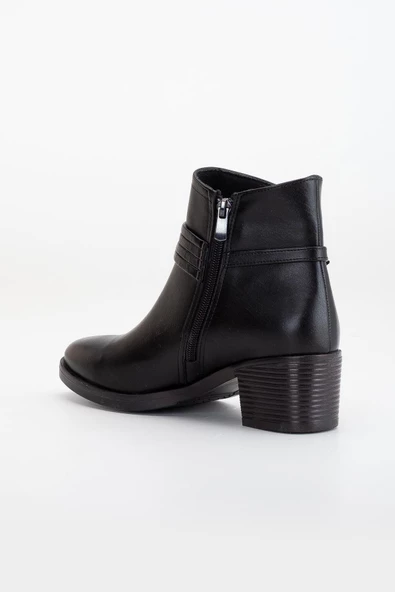 Kadın Topuklu Bot Günlük Siyah Biyeli Kalın Topuklu - Resim 5