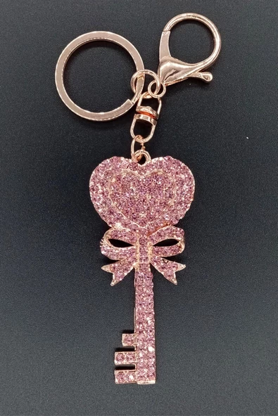 Kristal Taşlı Pembe Anahtar Anahtarlık No.1 - Resim 8