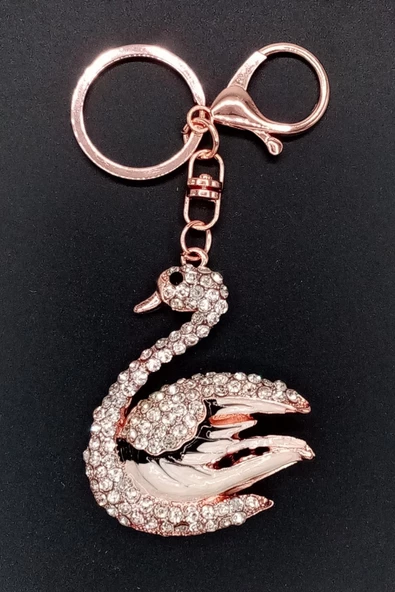 Kristal Taşlı Beyaz Siyah Kuğu Anahtarlık No.2 - Resim 10