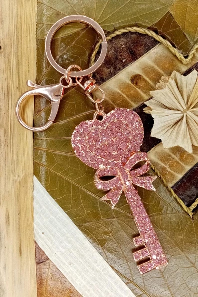 Kristal Taşlı Pembe Anahtar Anahtarlık No.1 - Resim 7