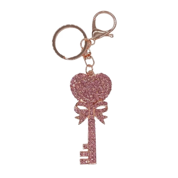 Kristal Taşlı Pembe Anahtar Anahtarlık No.1 - Resim 5