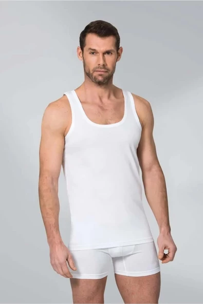 Namaldi Erkek Ribana Klasik Askılı Atlet 112 - 3 Adet  Beyaz 2XL