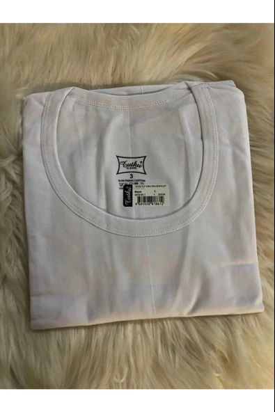 Tutku Erkek Bisiklet Yaka Yarım Kol Fanila Atlet 0103 -12 Adet  Beyaz S - 2