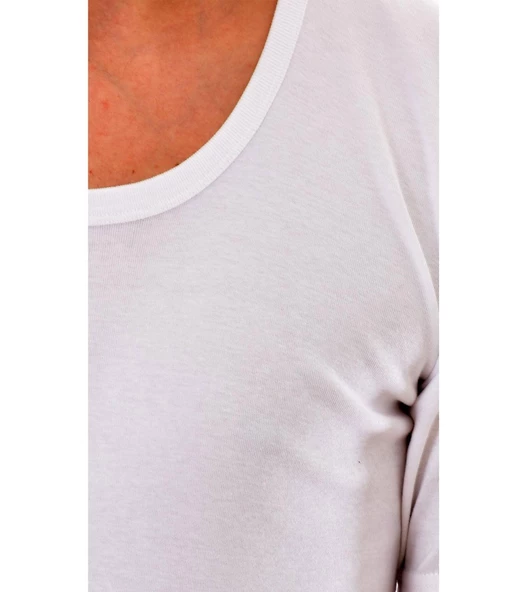 Tutku Erkek Bisiklet Yaka Yarım Kol Fanila Atlet 0103 -12 Adet  Beyaz L - Resim 3