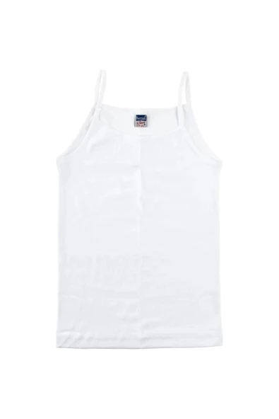 Berrak Kız Çocuk Ribana İp Askılı Atlet 2520 - 12 Adet  Beyaz 6 No:8-9 Yaş - Resim 2