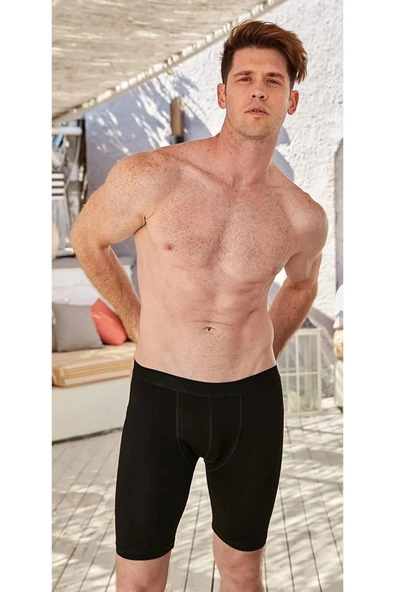 Berrak Erkek Likralı Uzun Boxer 1125 - 6 Adet  Siyah 3XL