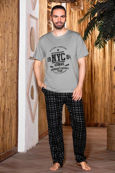 Sude Erkek Süprem Bisiklet Yaka İnce Kısa Kol Pijama Takımı A803/128 - 1 Adet  XL Yeşil - Resim 2