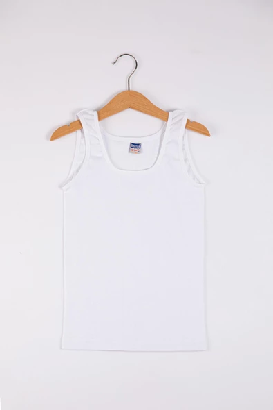 Berrak Kız Çocuk Ribana Geniş Askılı Atlet 2519 - 6 Adet  Beyaz 8 No: 11-12 Yaş ürün görseli