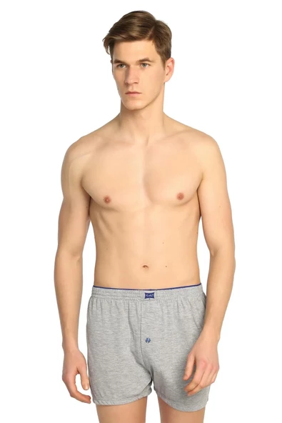 Tutku Erkek Penye Düğmeli Düz Renkli Boxer 0117 - 9 Adet  Gri 2XL