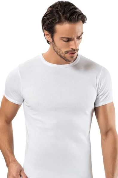 Erdem Erkek Ribana Kapalı Yaka Fanila Atlet 1197 - 6 Adet  Beyaz M