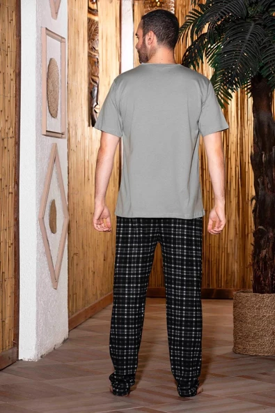 Sude Erkek Süprem Bisiklet Yaka İnce Kısa Kol Pijama Takımı A803/128 - 1 Adet  Yeşil 2XL - Resim 3