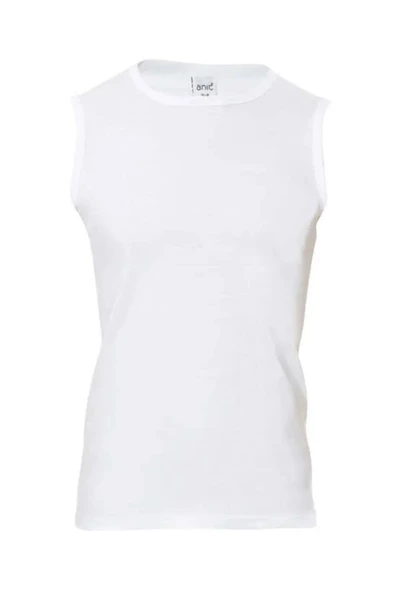 Anıt Erkek Ribana Sıfır Yaka Kolsuz Fanila Atlet 1108 - 6 Adet  Beyaz L - Resim 2