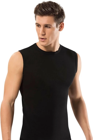 Erdem Erkek Ribana Kolsuz Kapalı Yaka Fanila Atlet 1195 - 6 Adet  Siyah 2XL - 1