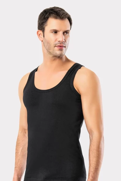 Erdem Erkek Penye Klasik Askılı Atlet 1100 - 3 Adet  Siyah 2XL - Resim 4