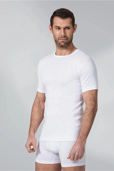 Namaldi Erkek Ribana O Yaka İnce Biyeli Fanila Atlet 111 - 6 Adet  Beyaz 2XL