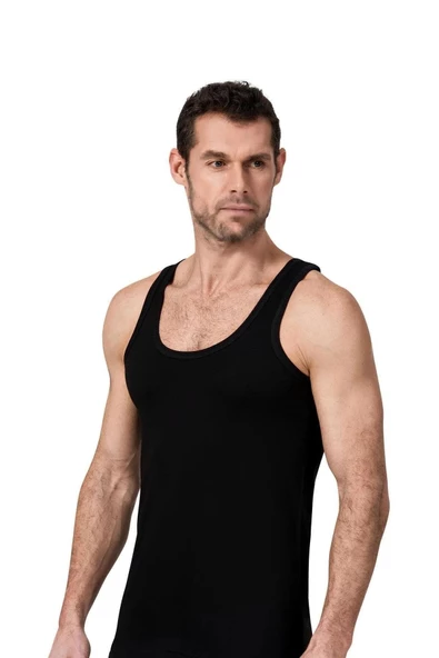 Namaldi Erkek Modal Klasik Likralı Kutulu Atlet 190 - 6 Adet  Siyah 2XL