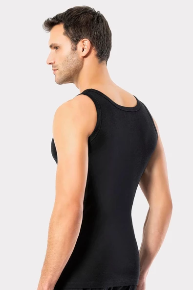 Erdem Erkek Ribana Klasik Askılı Atlet 1110 - 3 Adet  Siyah 2XL - Resim 6