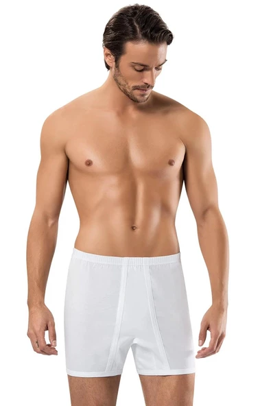 Erdem Erkek Pamuklu Paçalı Külot 1350 - 6 Adet  Beyaz L