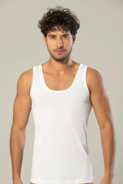 Erdem Erkek Ribana Klasik Askılı Atlet 1110 - 6 Adet  Beyaz XL