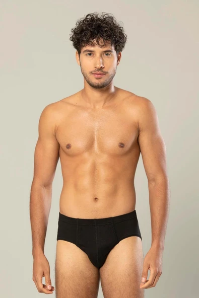 Erdem Erkek Penye Slip Külot 1300 - 3 Adet  Siyah M