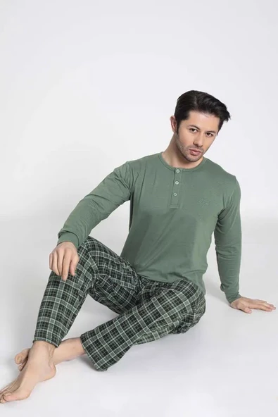 Aydoğan Erkek Modal Uzun Kollu  Pijama Takımı 3425 - 1 Adet  M Yeşil