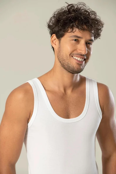 Erdem Erkek Ribana Klasik Askılı Atlet 1110 - 6 Adet  Beyaz M - 2