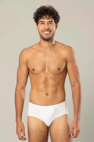 Erdem Erkek Penye Slip Külot 1300 - 3 Adet  Beyaz L