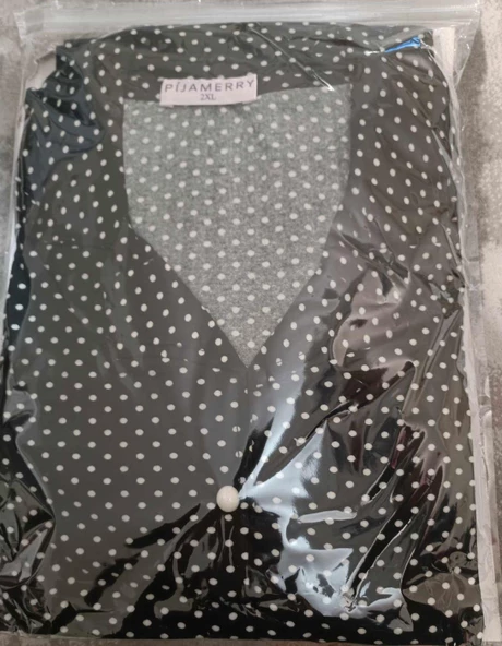 Pijamerry Kadın Büyük Beden Gömlek Yaka Süet Uzun Kol Pijama Takımı 5260- 1 Adet  Siyah 2XL - 2