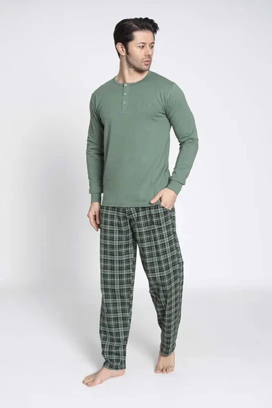 Aydoğan Erkek Modal Uzun Kollu  Pijama Takımı 3425 - 1 Adet  L Yeşil - 2