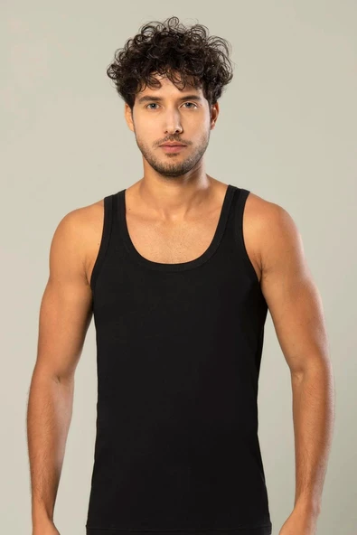 Erdem Erkek Ribana Klasik Askılı Atlet 1110 - 6 Adet  XL Siyah