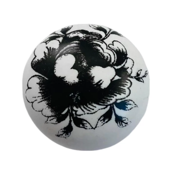 8 Adet Siyah Gül Desenli Beyaz Polimer Düğme Kulp Krom Tablalı Mobilya Mutfak Dolabı Çekmece Kulbu Kulpları - Resim 6