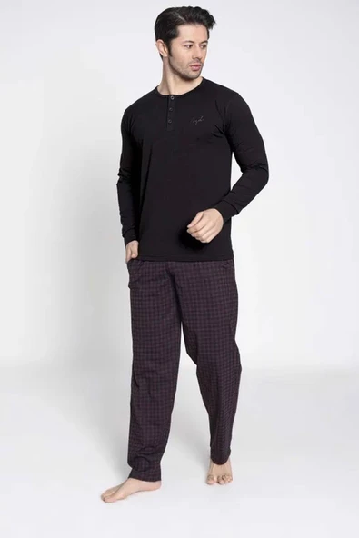 Aydoğan Erkek Modal Uzun Kollu  Pijama Takımı 3426 - 1 Adet  XL Siyah - 2