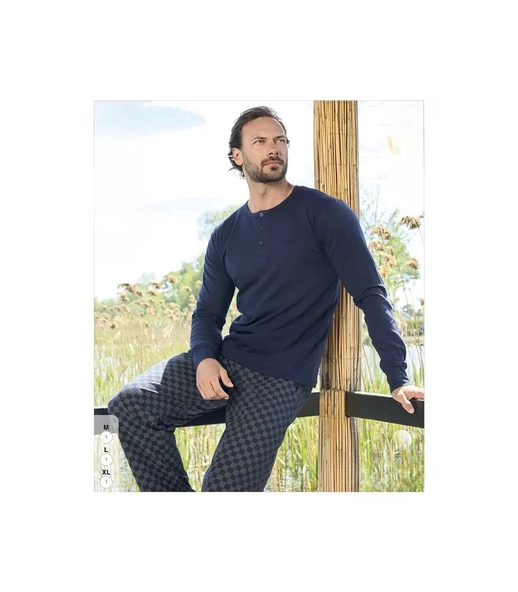 Aydoğan Erkek Modal Uzun Kollu  Pijama Takımı 3437 - 1 Adet  L Lacivert