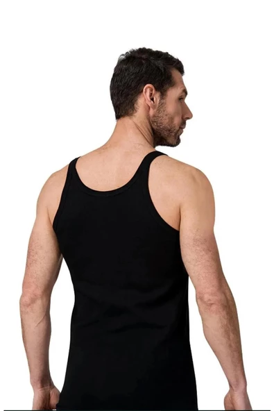 Namaldi Erkek Ribana İnce Askılı Atlet 122 - 3 Adet  Siyah 2XL - Resim 2