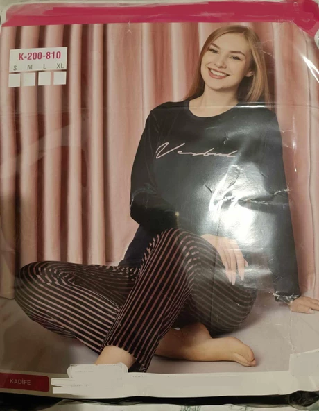 Sude Kadın Kışlık Kadife Pijama Takımı K200/810 - 1 Adet  Siyah M
