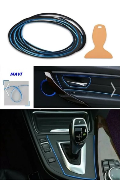 Mavi Trim Fitilli Yeni Nesil Araç Içi Ip Şerit Balık Sırtı Nikelajlı - 3