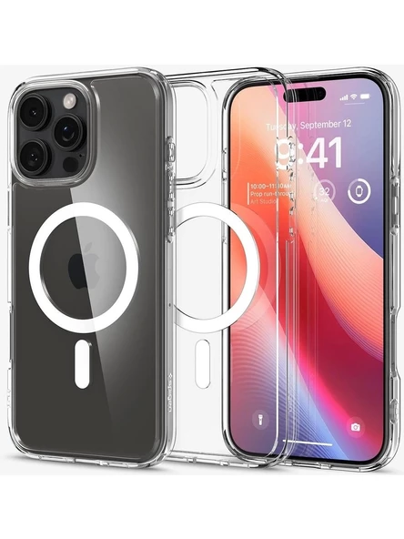 iPhone 16 Pro Kılıf Crystal MagSafe Özellikli Şeffaf - Resim 3