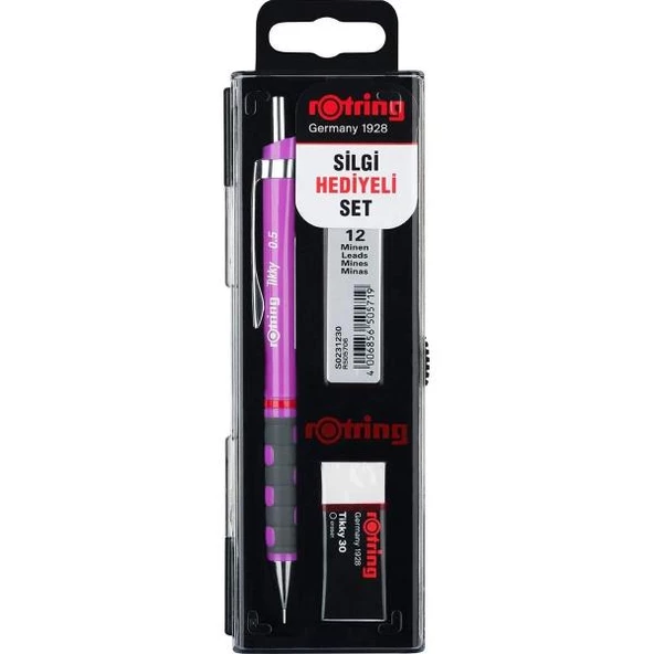 Rotring Tikky Okul Seti 0.5 mm Mor Versatil Kalem + Silgi + Uç