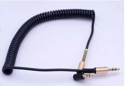 3.5 Mm Erkek/erkek 1.kalite Kutulu Stereo Aux Kablo L Uçlu Yaylı Spiralli Ses Aktarım Kablosu - 3