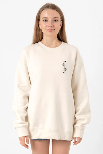 Siyah Beyaz Dna Ekru Kadın 2ip Sweatshirt ürün görseli 1
